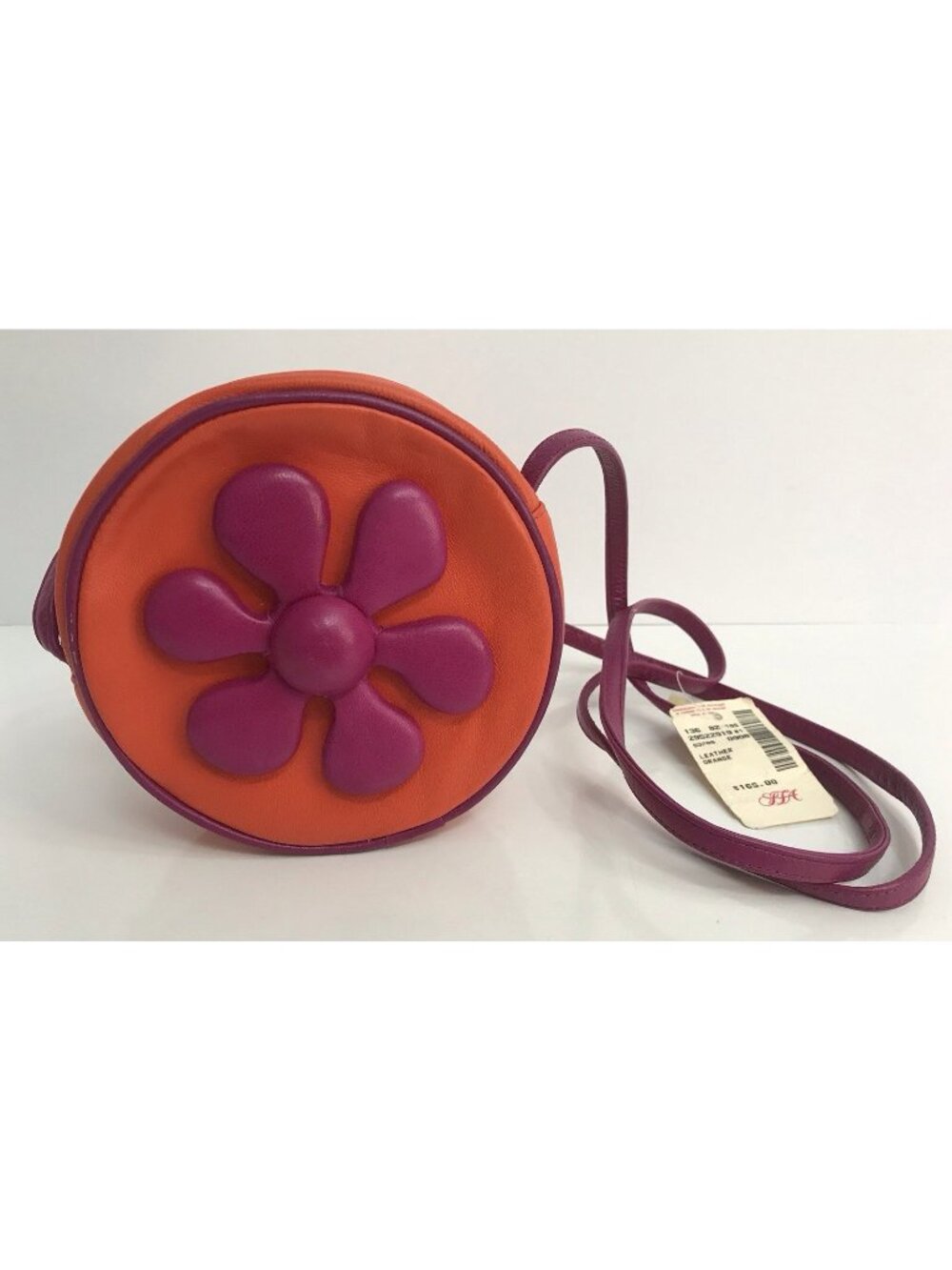 Vintage Carlos Falchi Groovy Flower Orange & Pink Circular Crossbody Bag Purse